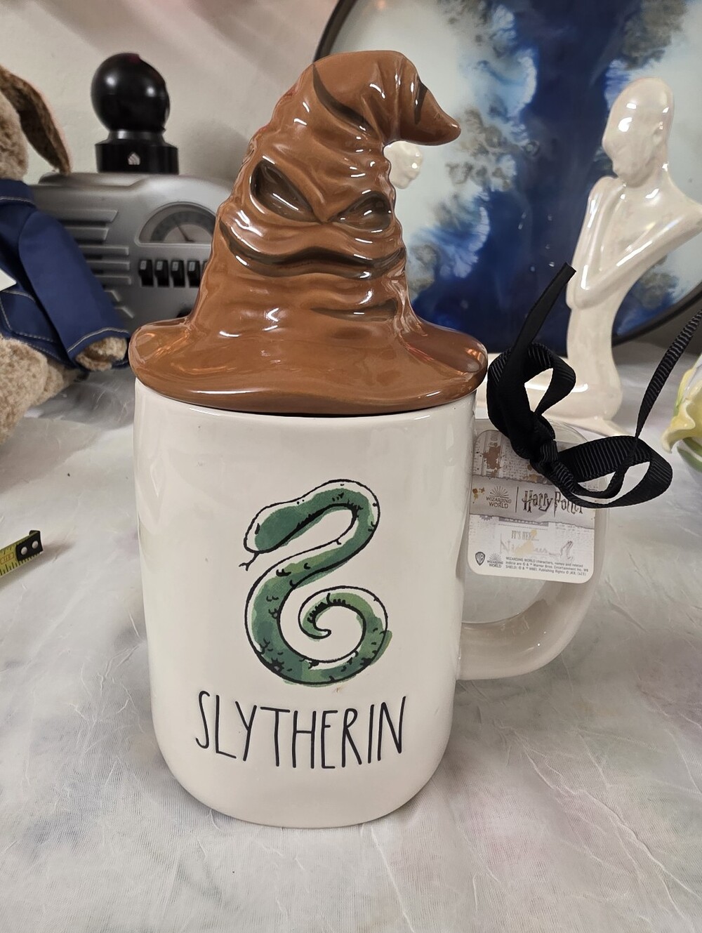 Harry Potter x Rae Dunn Slytherin Mug with Sorting hat topper